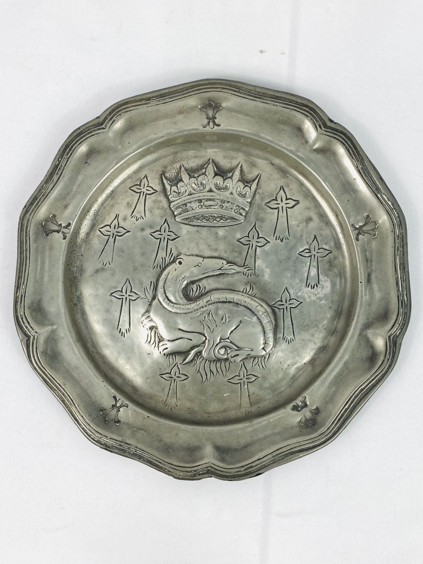 Continental pewter plate and other items - Image 3 of 3