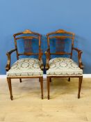 Pair of Edwardian open elbow chairs