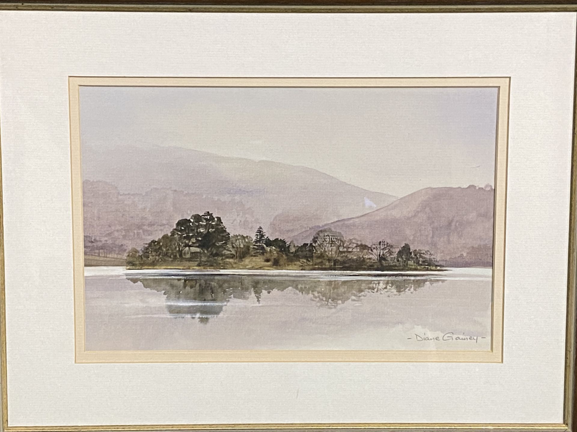 Framed and glazed watercolour of Grassmere by Diane Gainey - Image 3 of 4