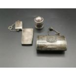 Georgian silver nutmeg grater, Victorian silver cigarette case and a silver venta case