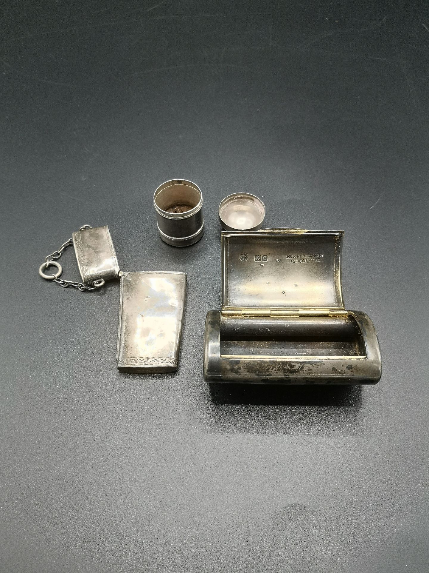 Georgian silver nutmeg grater, Victorian silver cigarette case and a silver venta case - Image 2 of 4