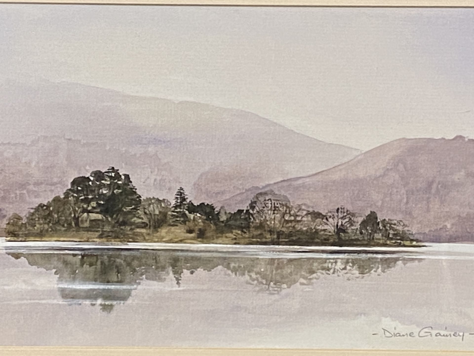 Framed and glazed watercolour of Grassmere by Diane Gainey - Image 4 of 4