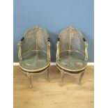 Pair of painted French Empire style elbow chairs