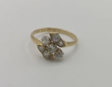 18ct gold ring set with seven diamonds