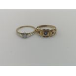 18ct gold and diamond ring together with a 9ct gold sapphire and diamond ring