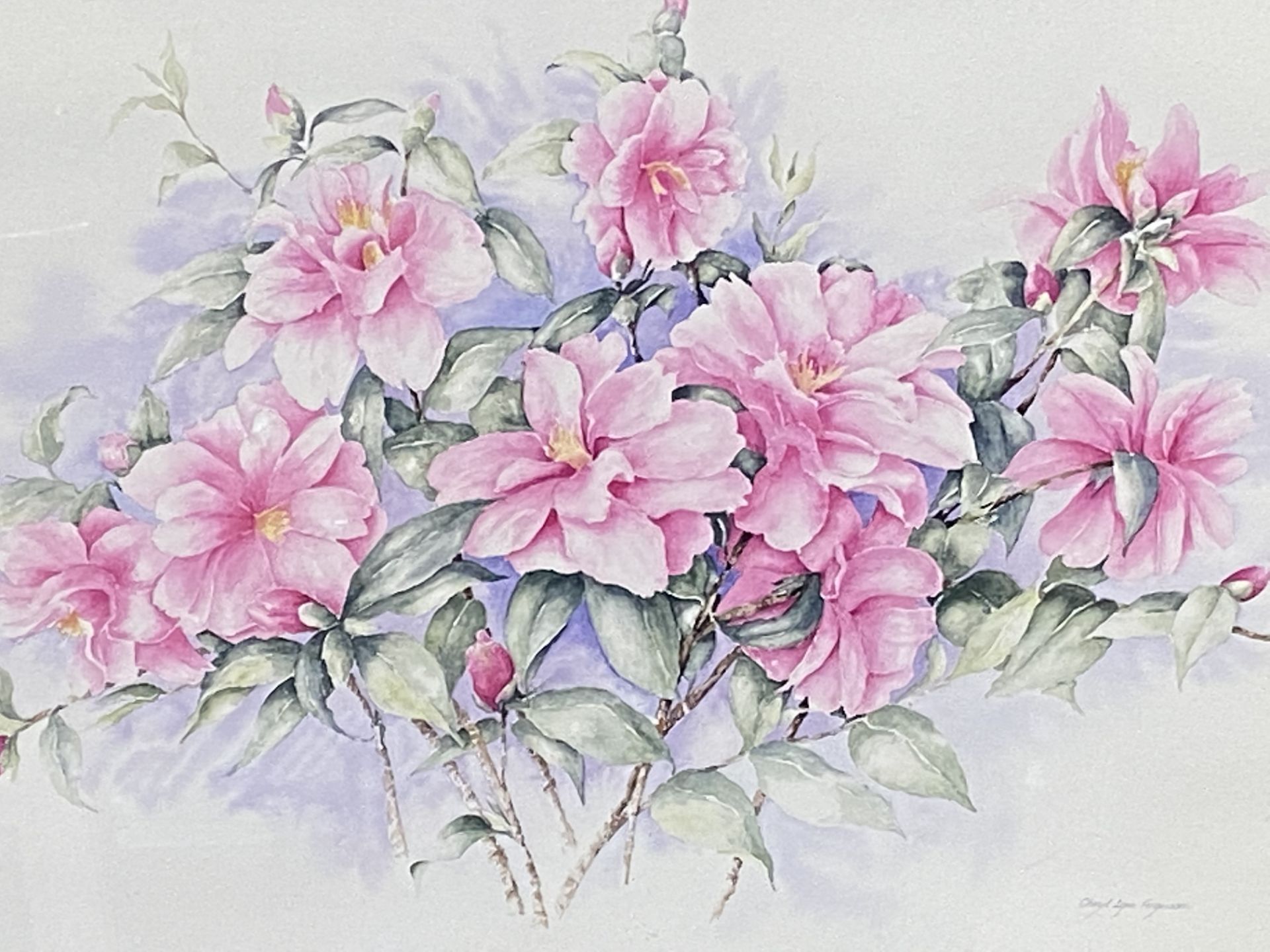 Framed watercolour of flowers - Image 7 of 9