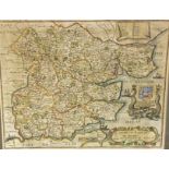 Framed and glazed map of Essex, published 1673