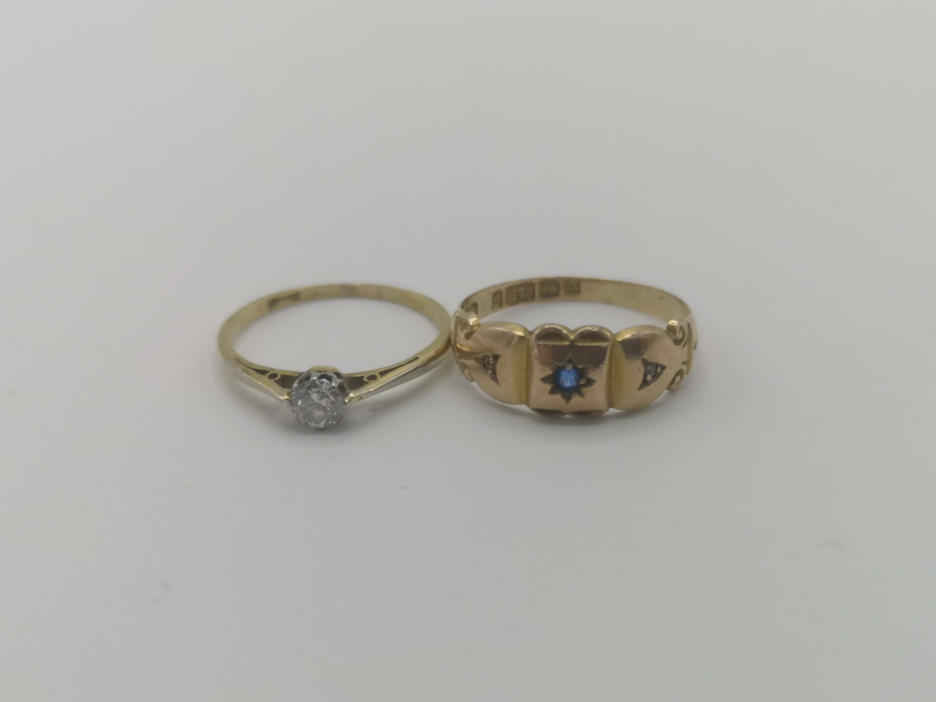 18ct gold and diamond ring together with a 9ct gold sapphire and diamond ring - Image 2 of 6