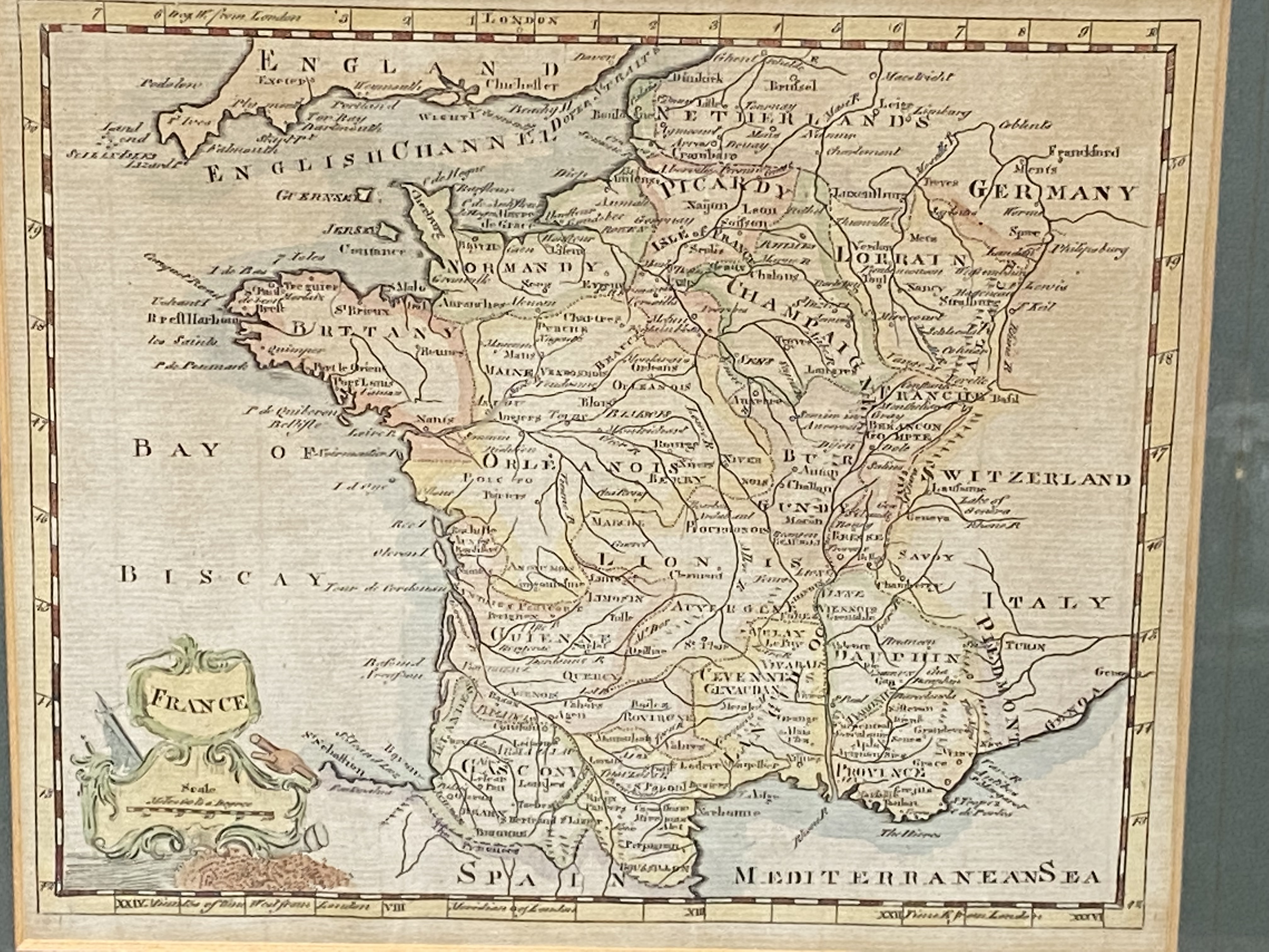 Framed and glazed map of the North Sea together with two other maps - Image 3 of 4