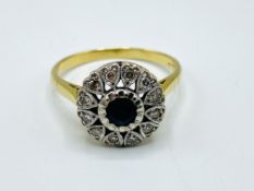 18ct gold and sapphire cluster ring