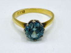 18ct gold and blue zircon ring