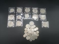 Quantity of US dollar coins, half dollars, dimes and quarters