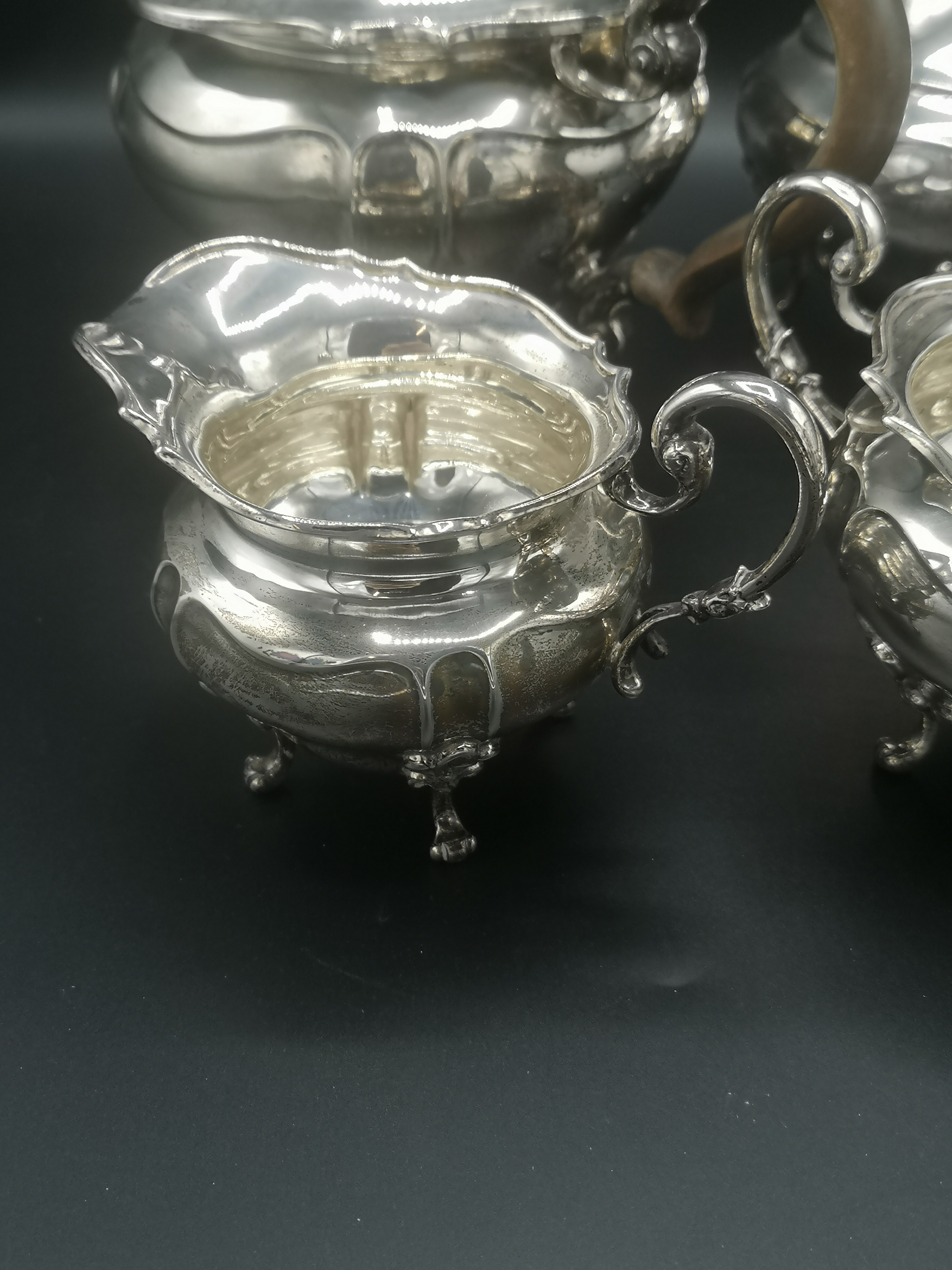 Goldsmith and Silversmiths silver tea set with matching coffee pot - Image 7 of 7