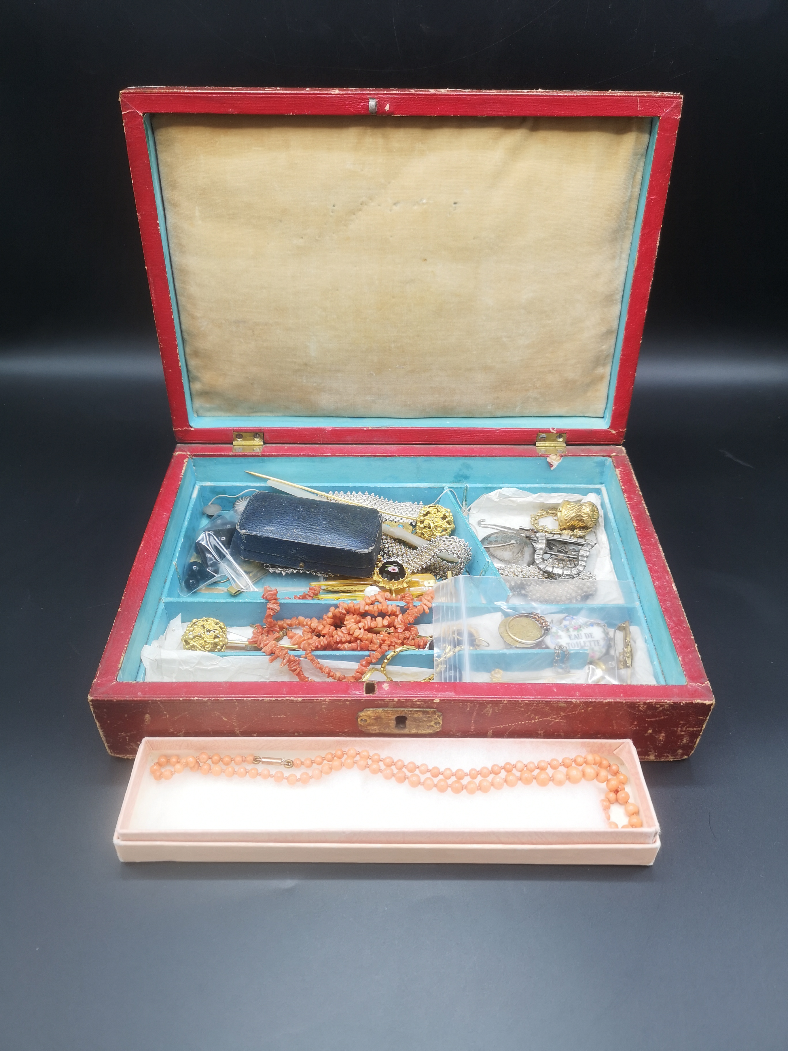 Jewellery box containing various gold and other jewellery