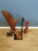 Five abstract wood sculptures