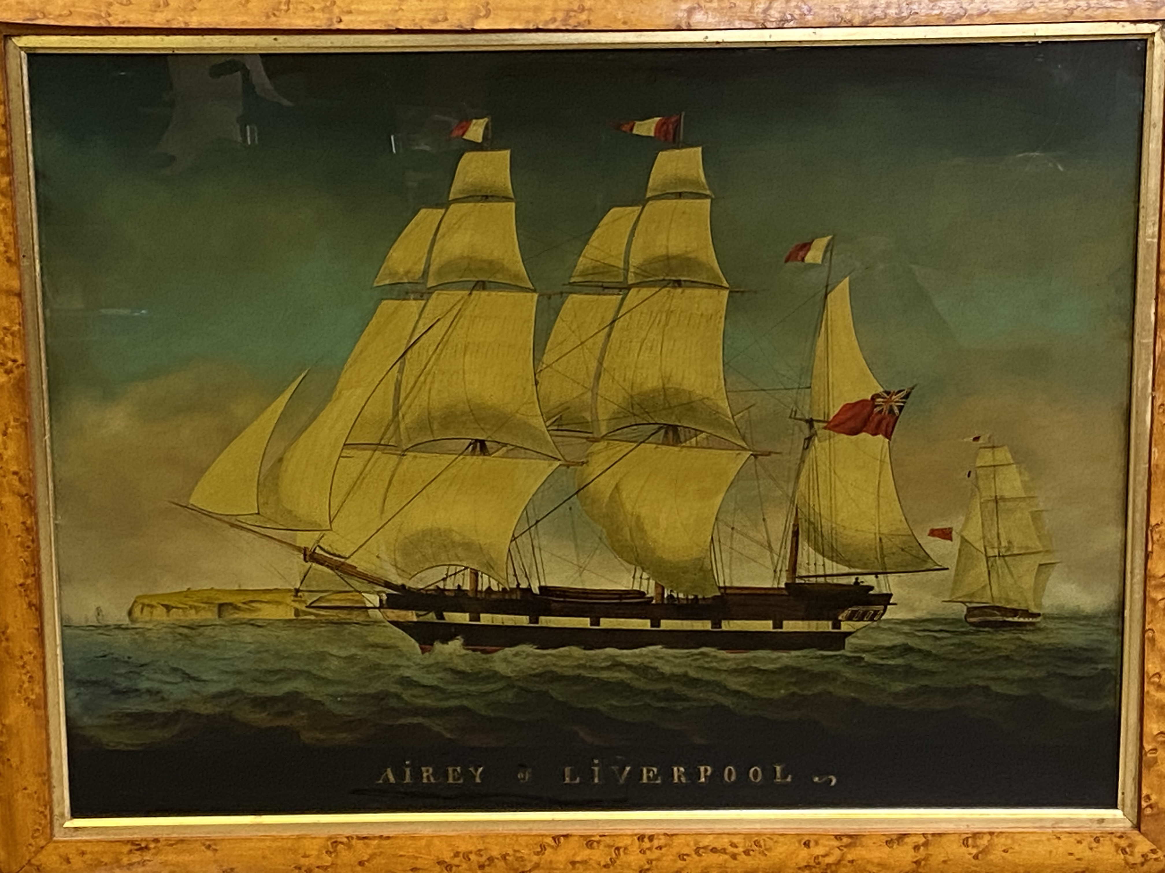 Framed reverse painting of a sailing ship - Image 3 of 4