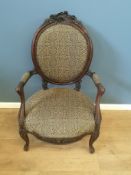 Victorian open elbow chair