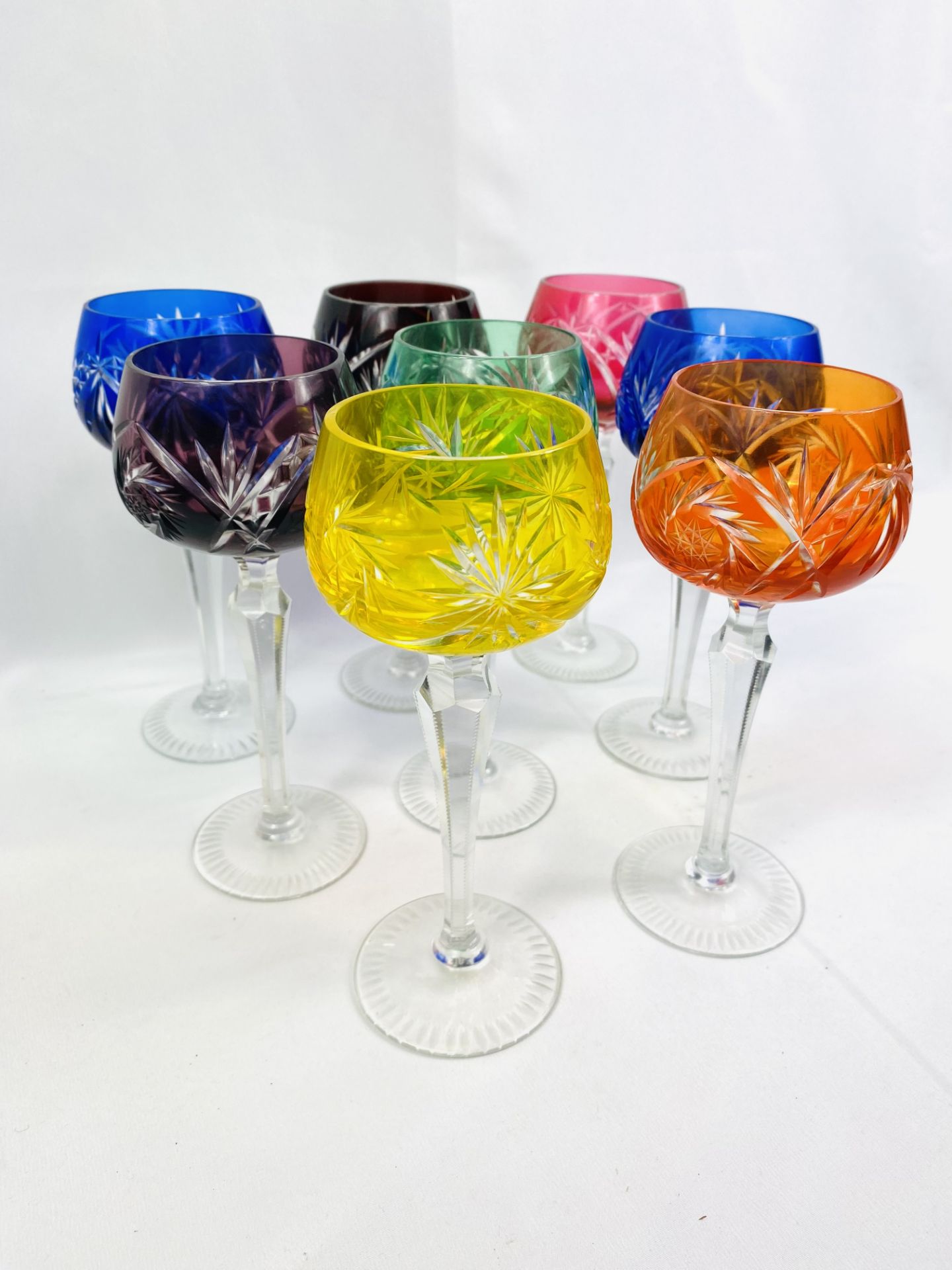 Eight bohemian cut glass hock glasses - Image 3 of 4
