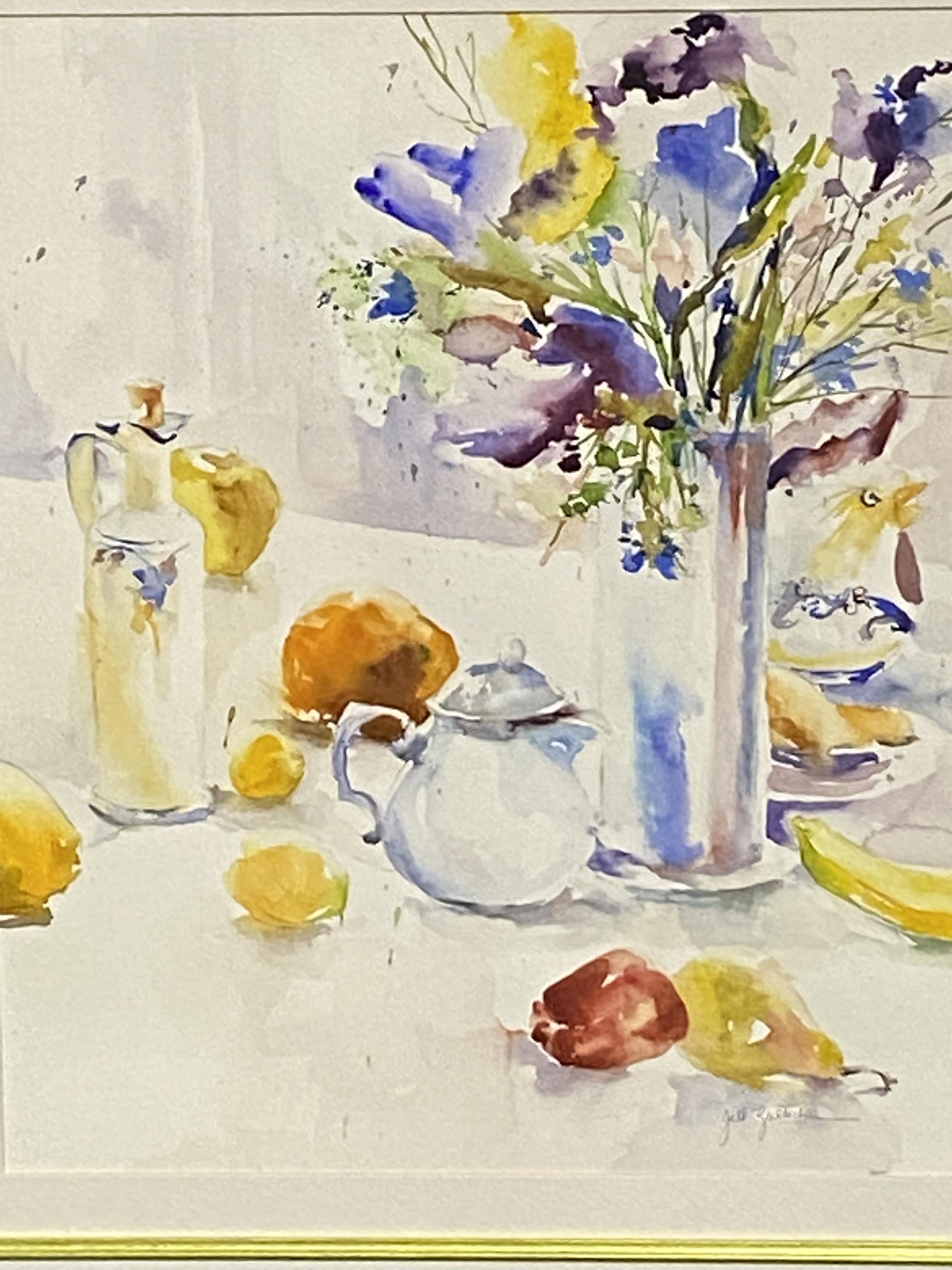 Framed and glazed watercolour still life