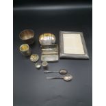 Victorian silver cruet together with other items of silver