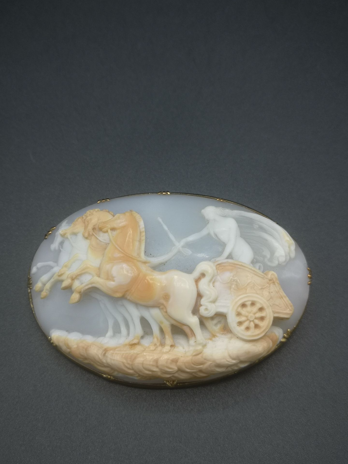 Carved cameo brooch