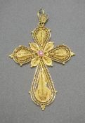 18ct gold filigree cross