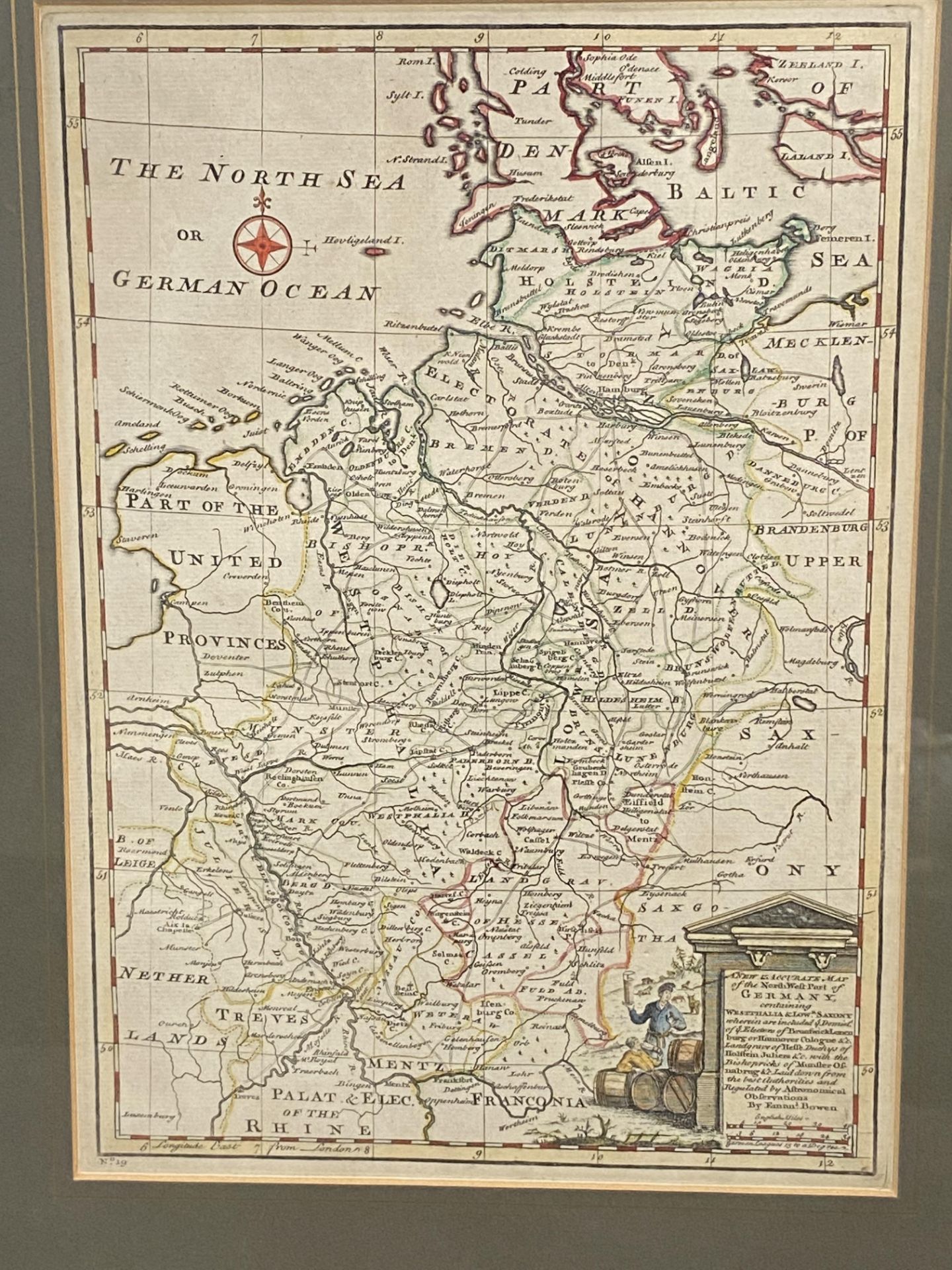 Framed and glazed map of the North Sea together with two other maps - Image 2 of 4