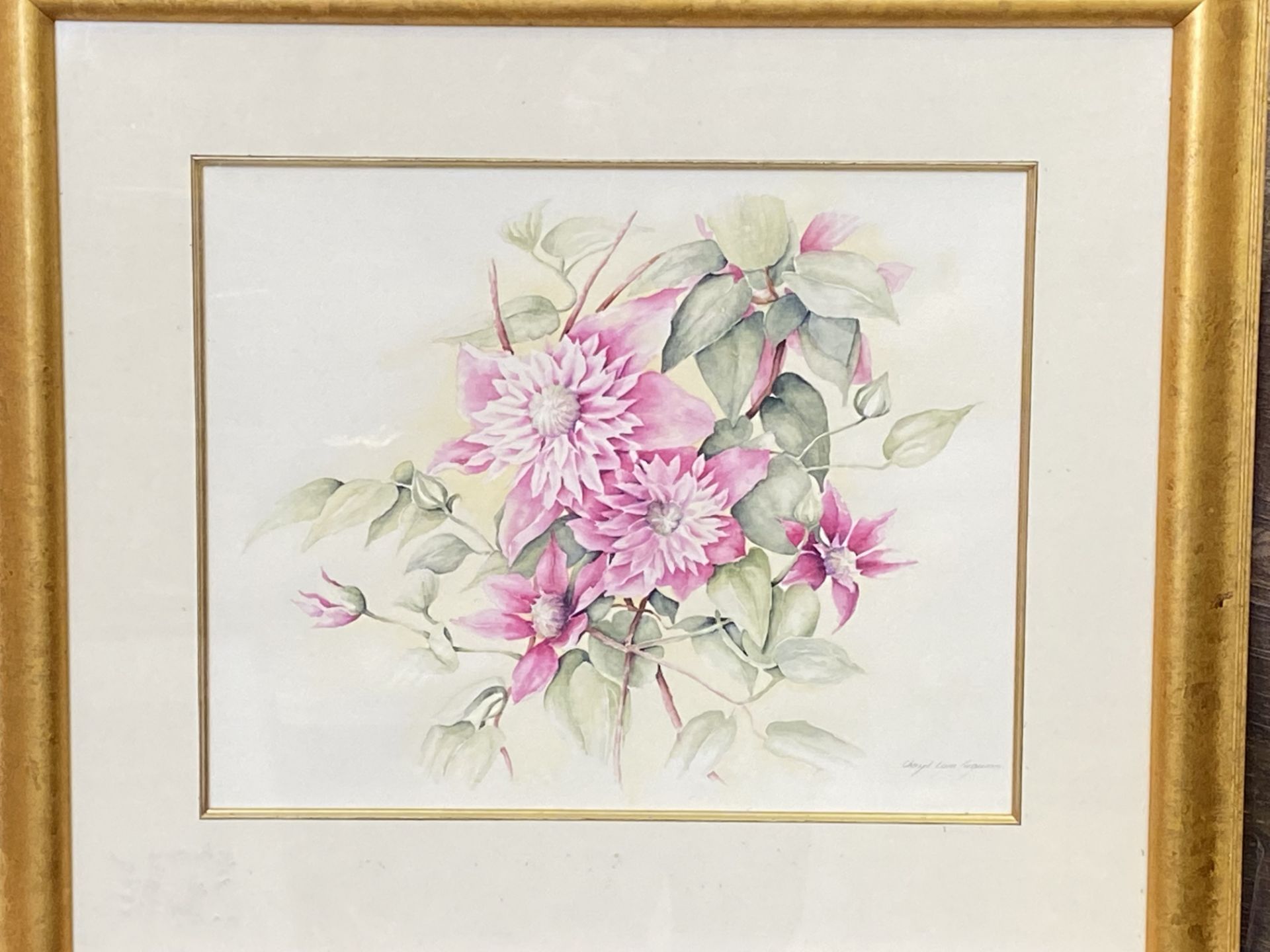Framed watercolour of flowers - Image 3 of 9