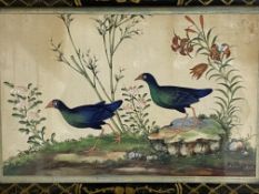 Set of six silk paintings