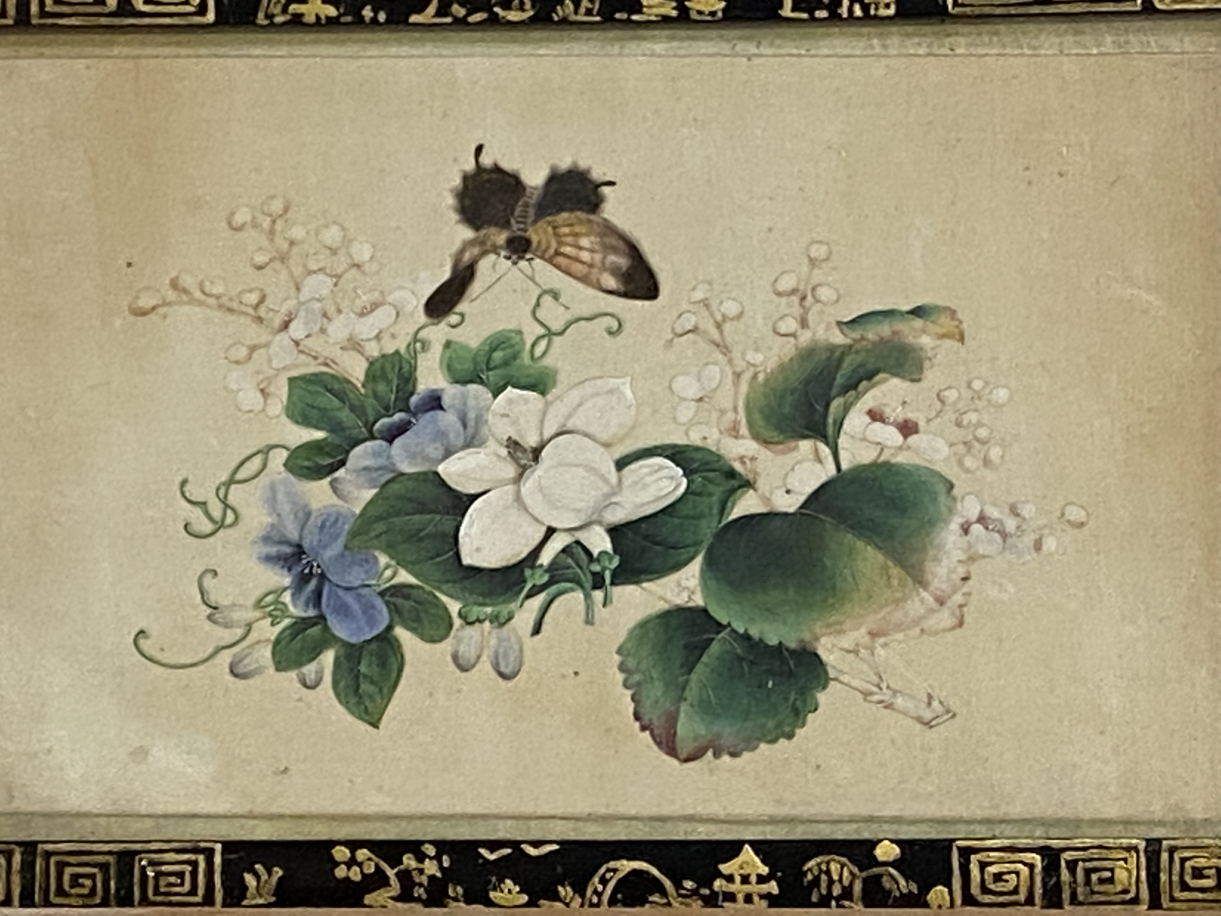 Set of six silk paintings - Image 6 of 6
