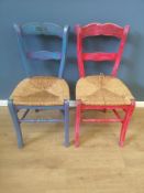 Four painted pine kitchen chairs