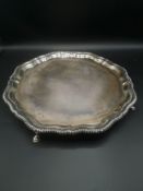 Silver four footed tray, London 1973