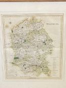 Framed and glazed hand coloured map of Barkshire together with two other maps