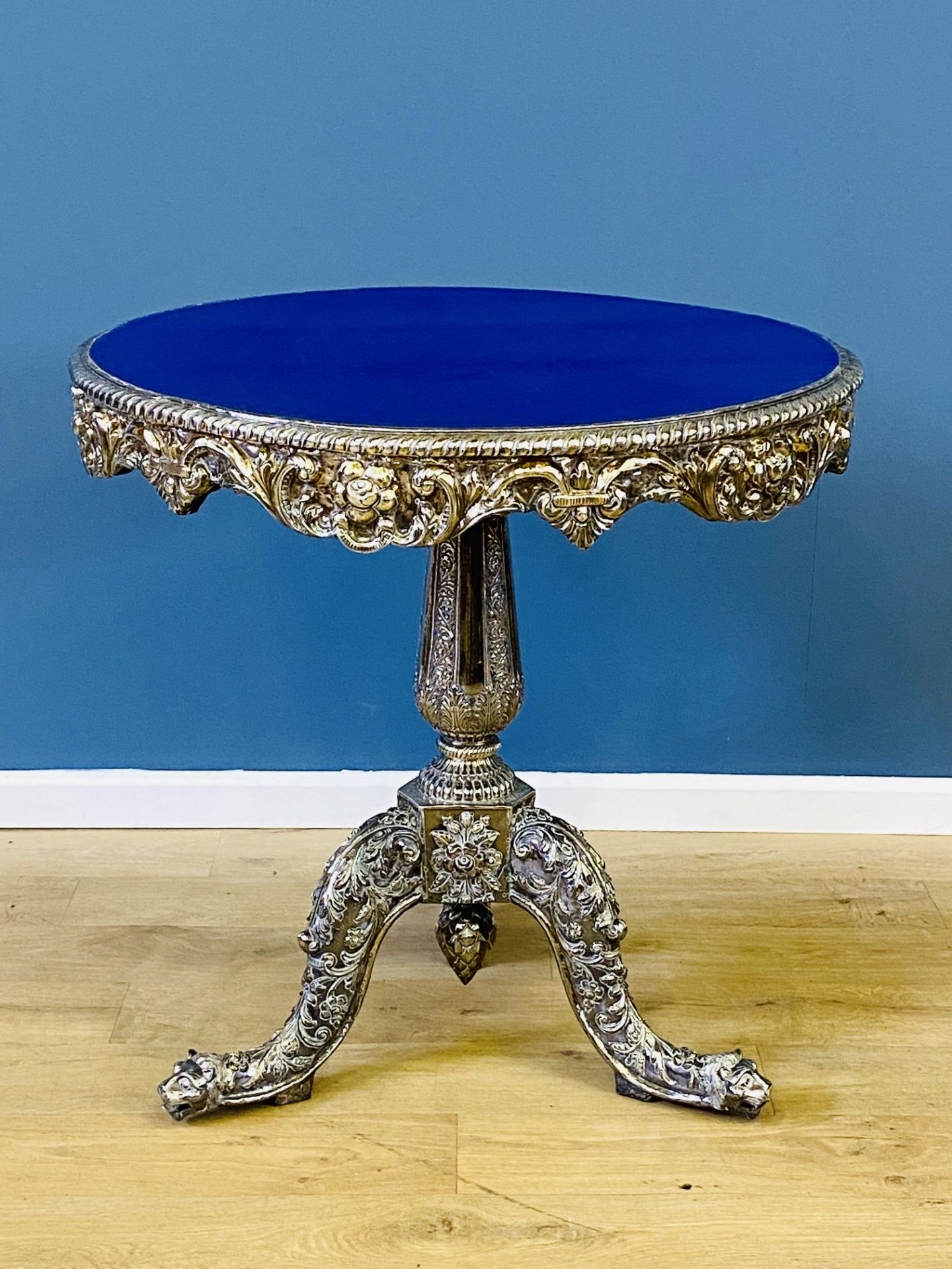 19th century indian silver veneered pedestal table