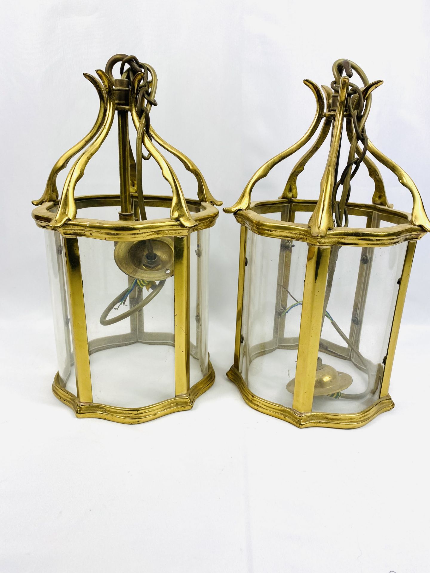 Pair of brass hall lights - Image 3 of 4