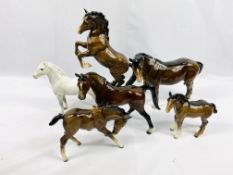 Five Beswick horses together with another