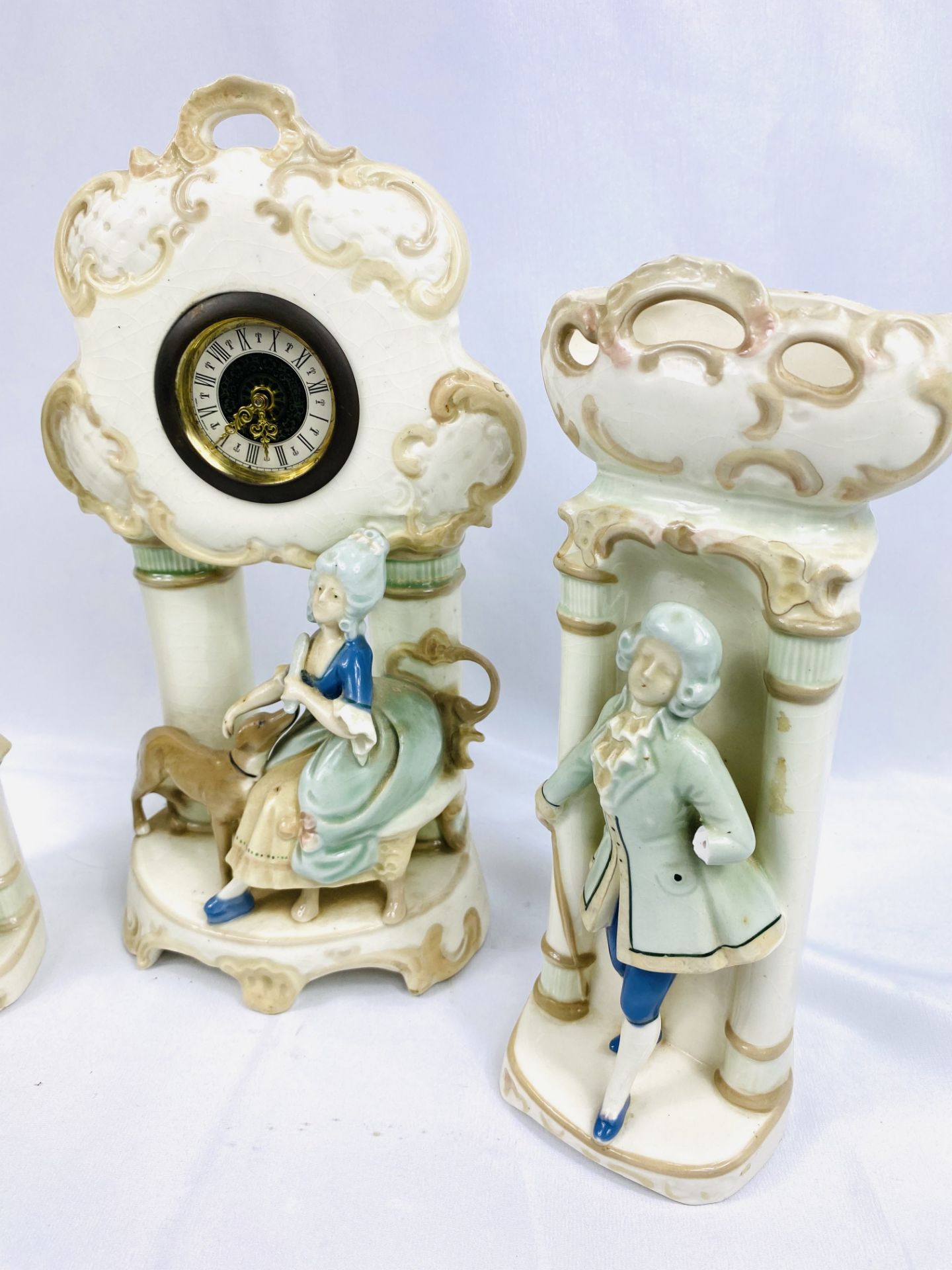 Continental porcelain wind up clock - Image 2 of 4