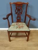 Mahogany open armchair