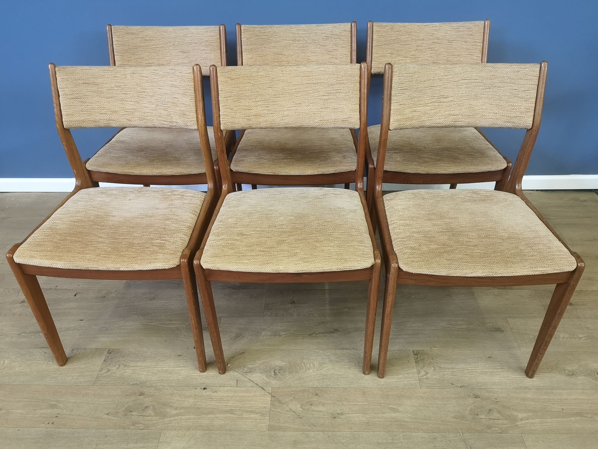 Set of six teak dining chairs