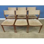 Set of six teak dining chairs