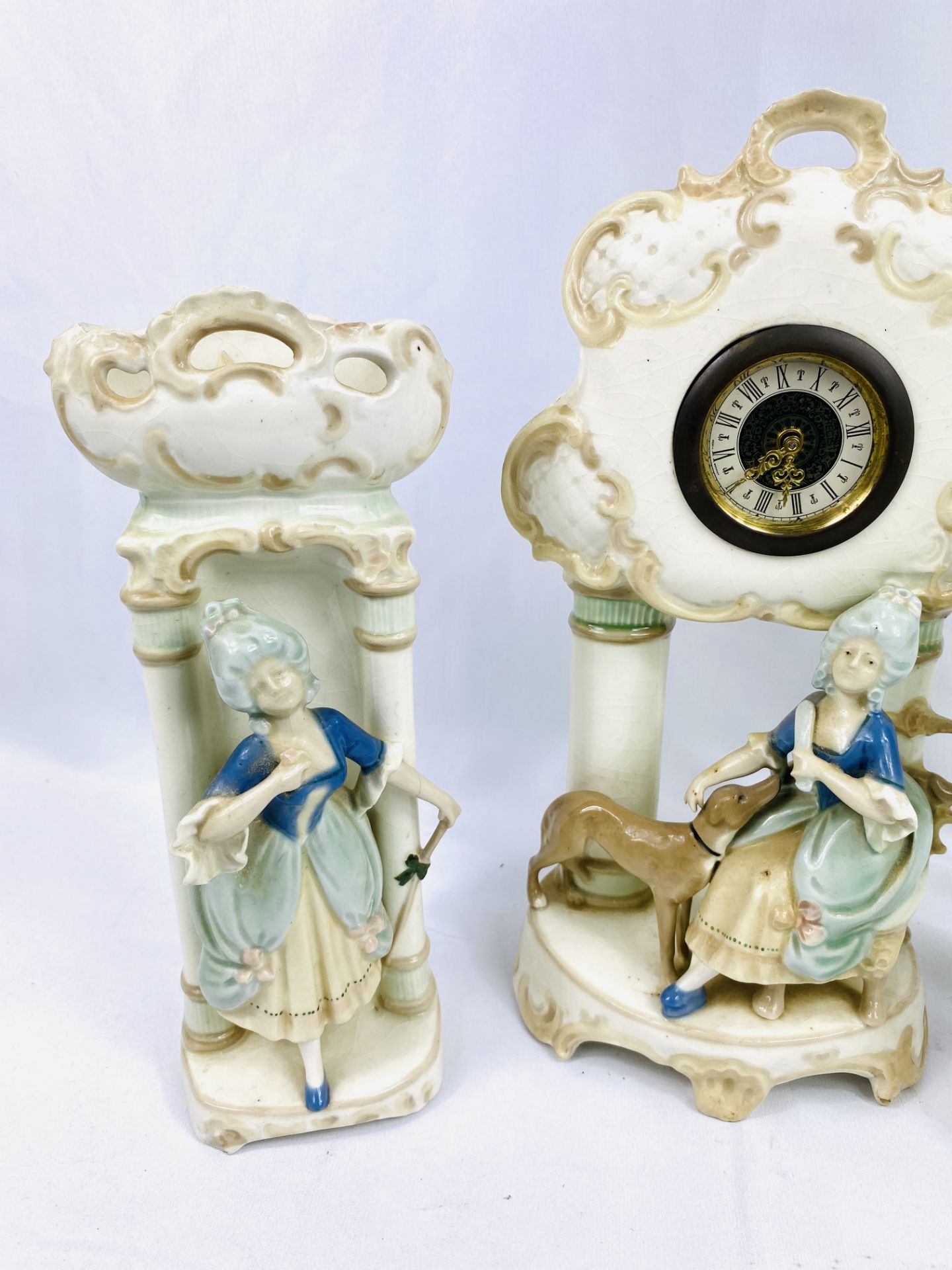Continental porcelain wind up clock - Image 3 of 4