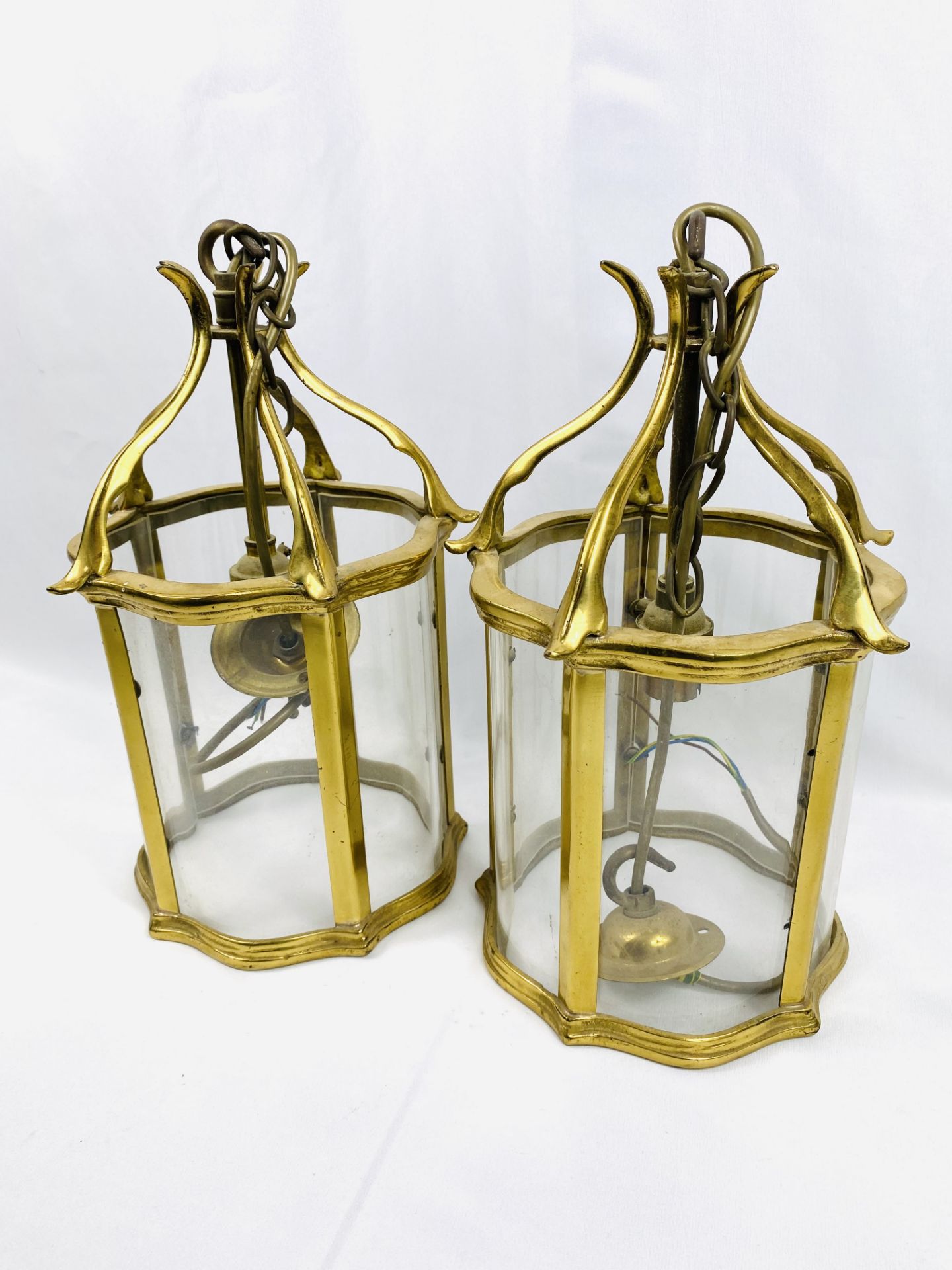 Pair of brass hall lights