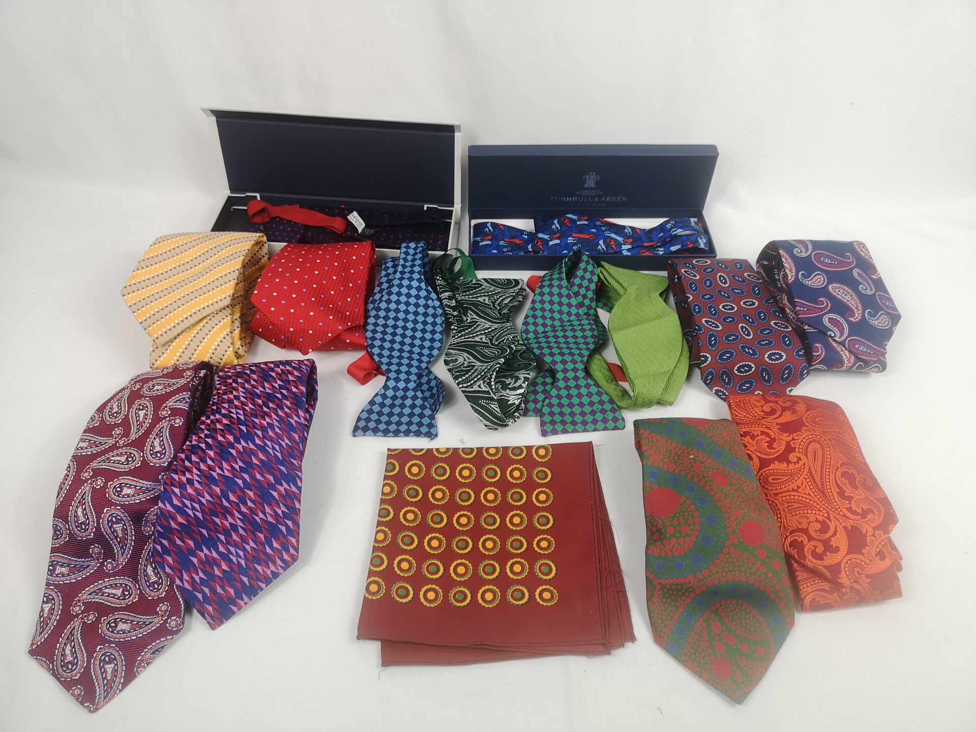Eight Turnbull and Asser silk ties together with a quantity of Turnbull and Asser bow ties