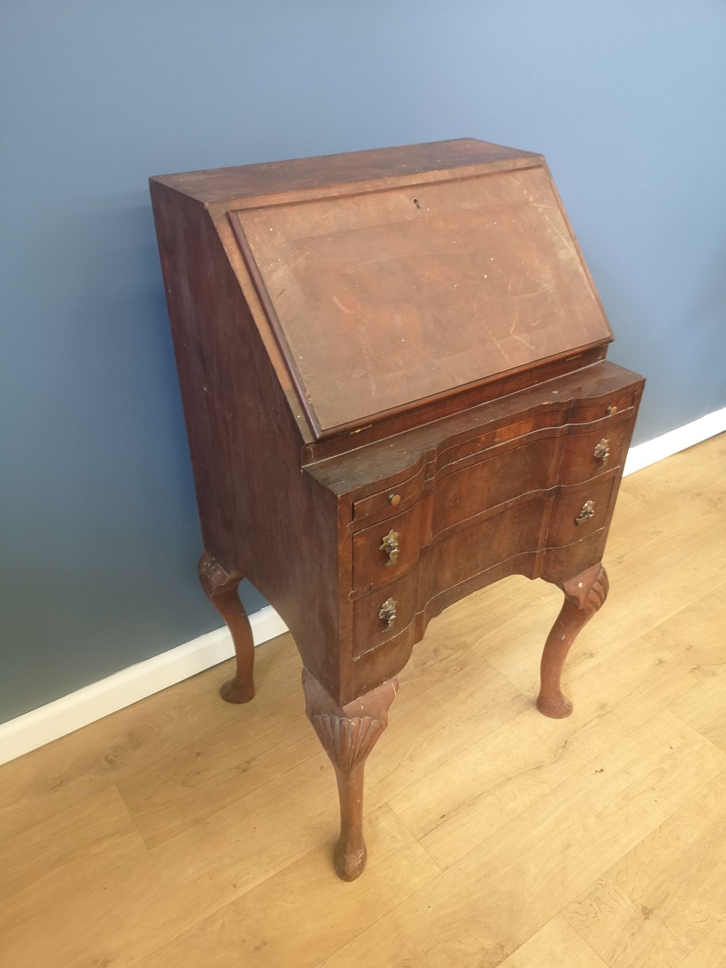 Mahogany drop front bureau - Image 5 of 6