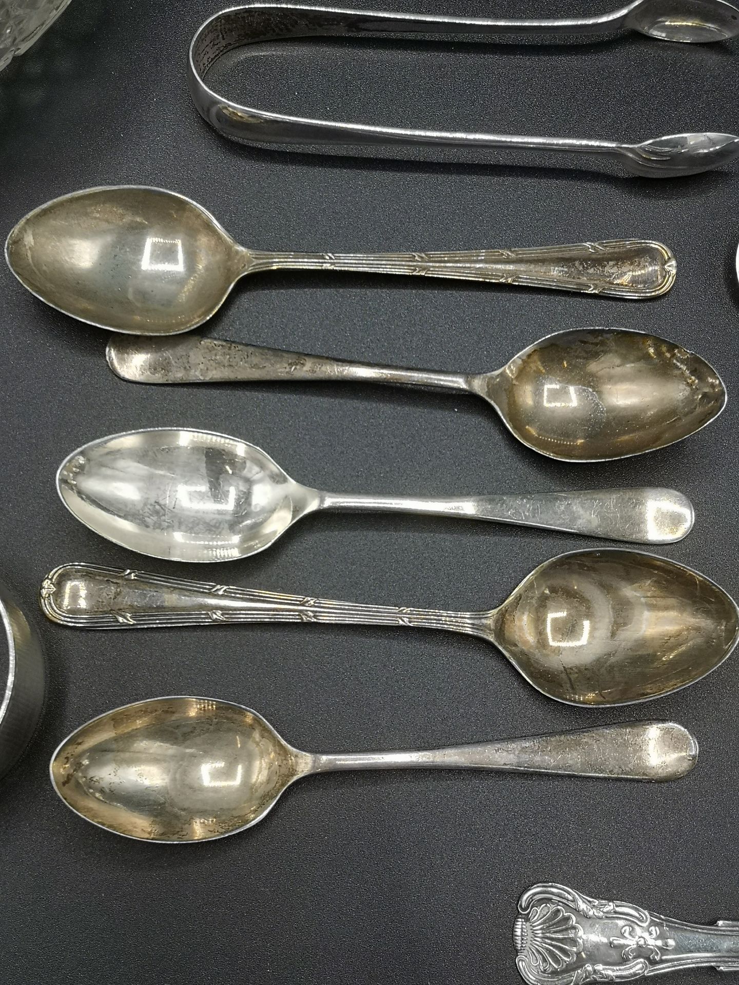 Five silver tea spoons together with other items of silver - Bild 6 aus 6