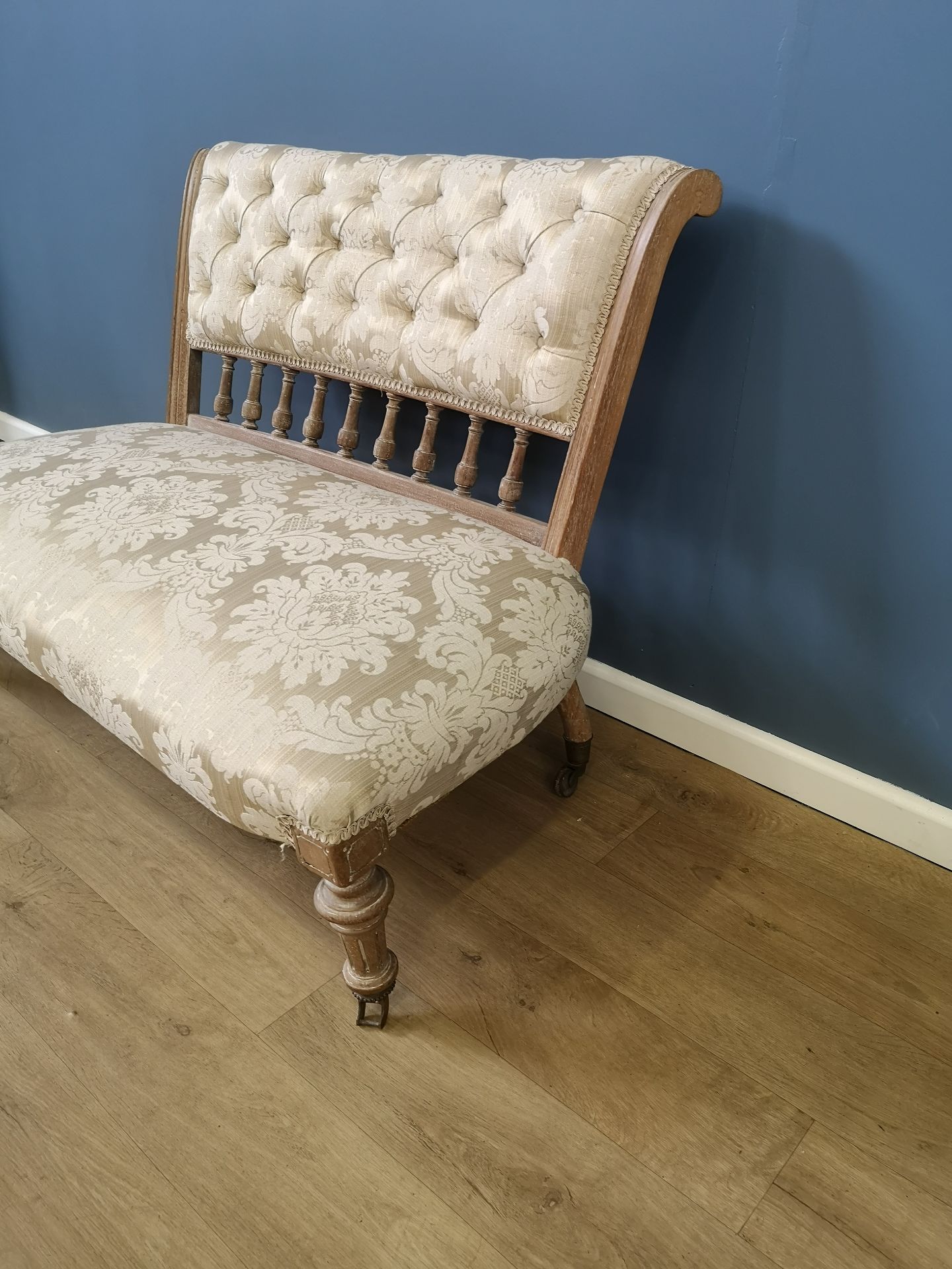 Limed wood settee - Image 2 of 5