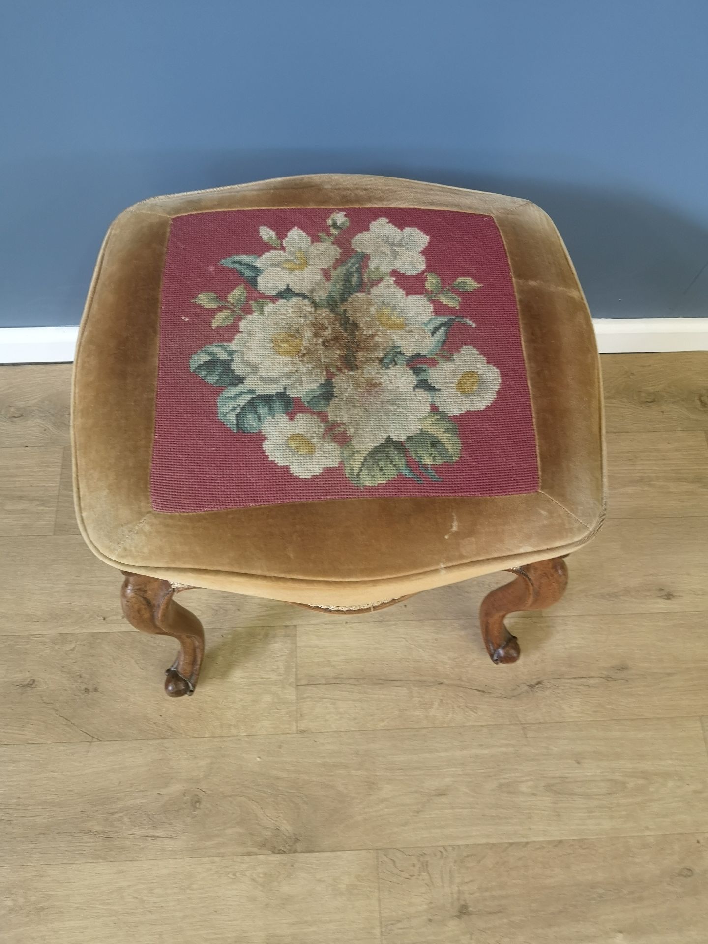 Mahogany upholstered footstool - Image 5 of 5