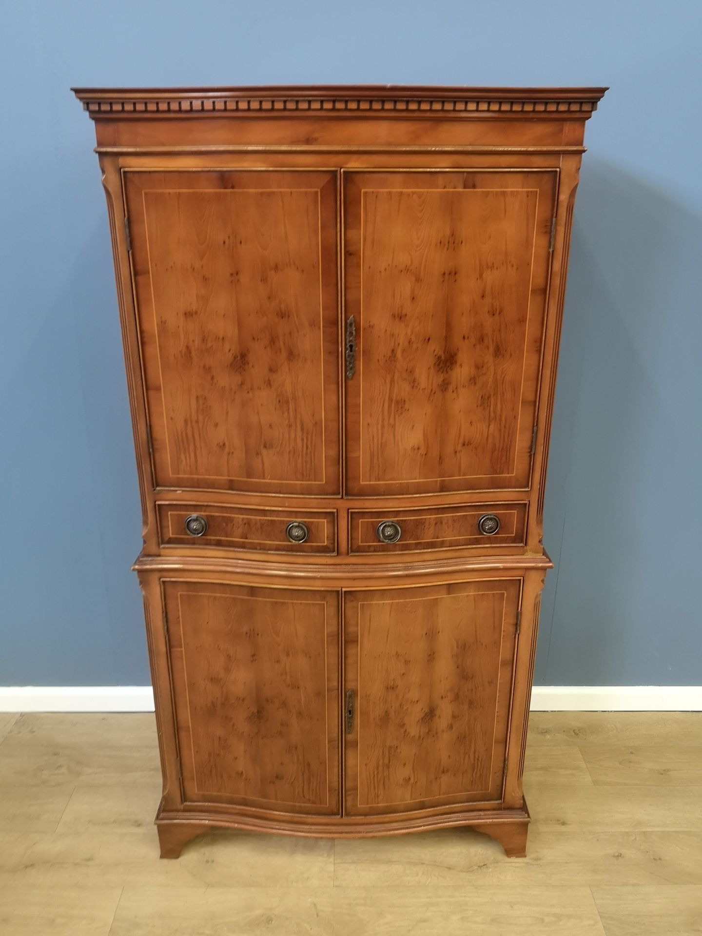 Pine serpentine front cocktail cabinet