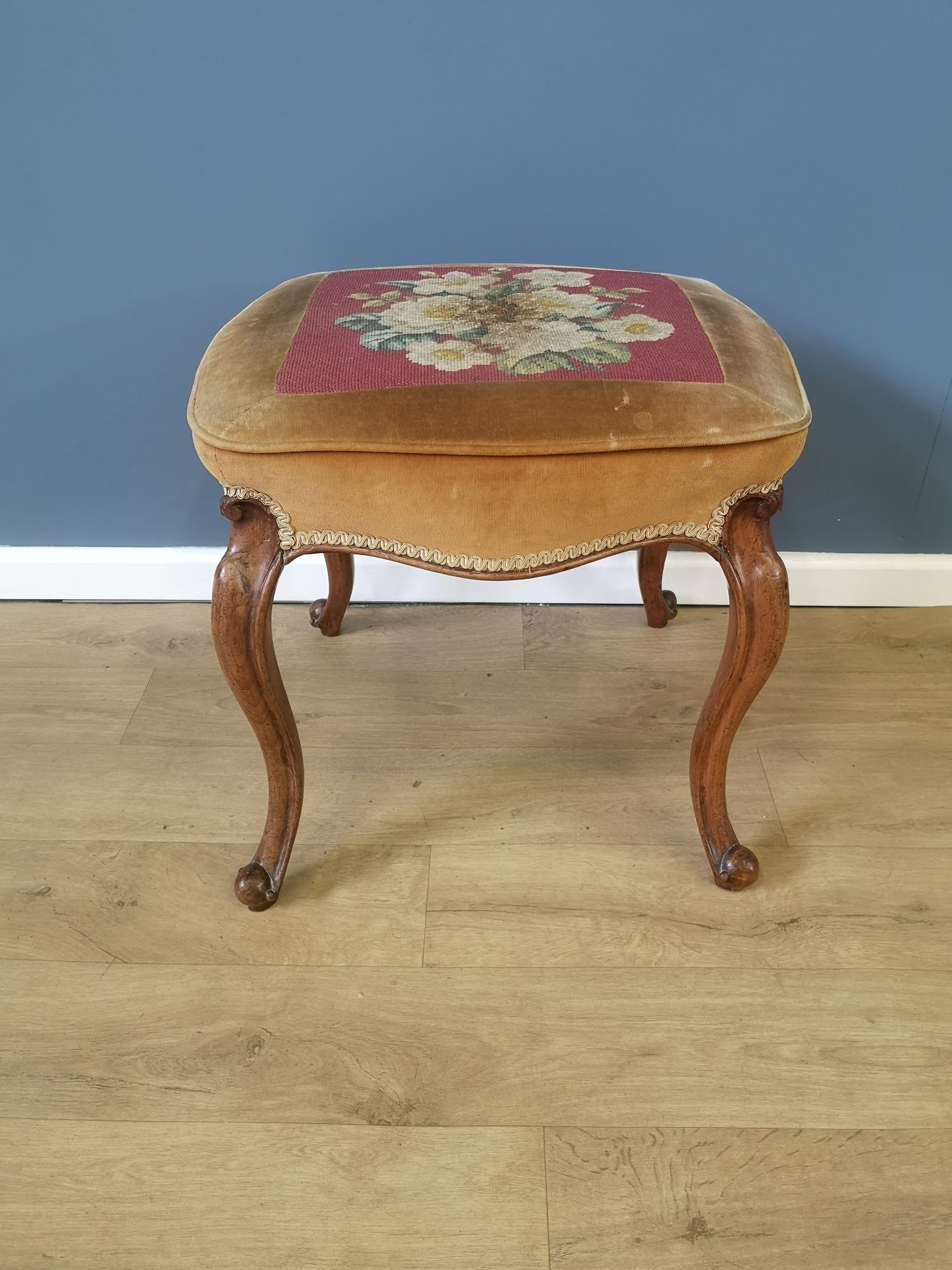 Mahogany upholstered footstool