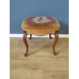 Mahogany upholstered footstool